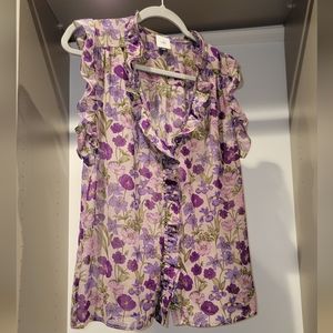 CAbi Purple Floral Blouse. Sz S